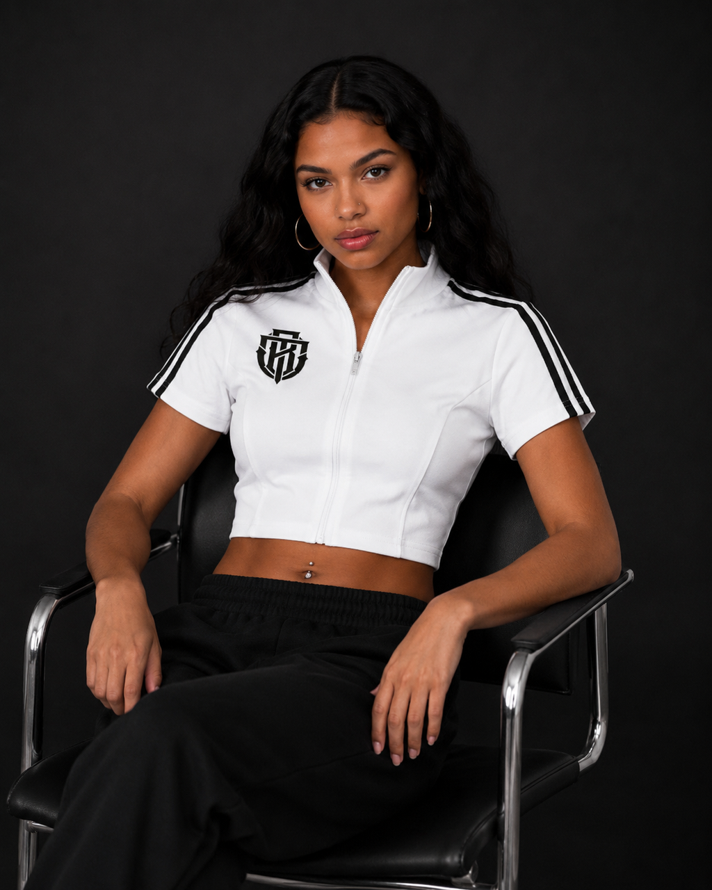 Women's Cropped Full Zip Short Sleeve T-Shirt