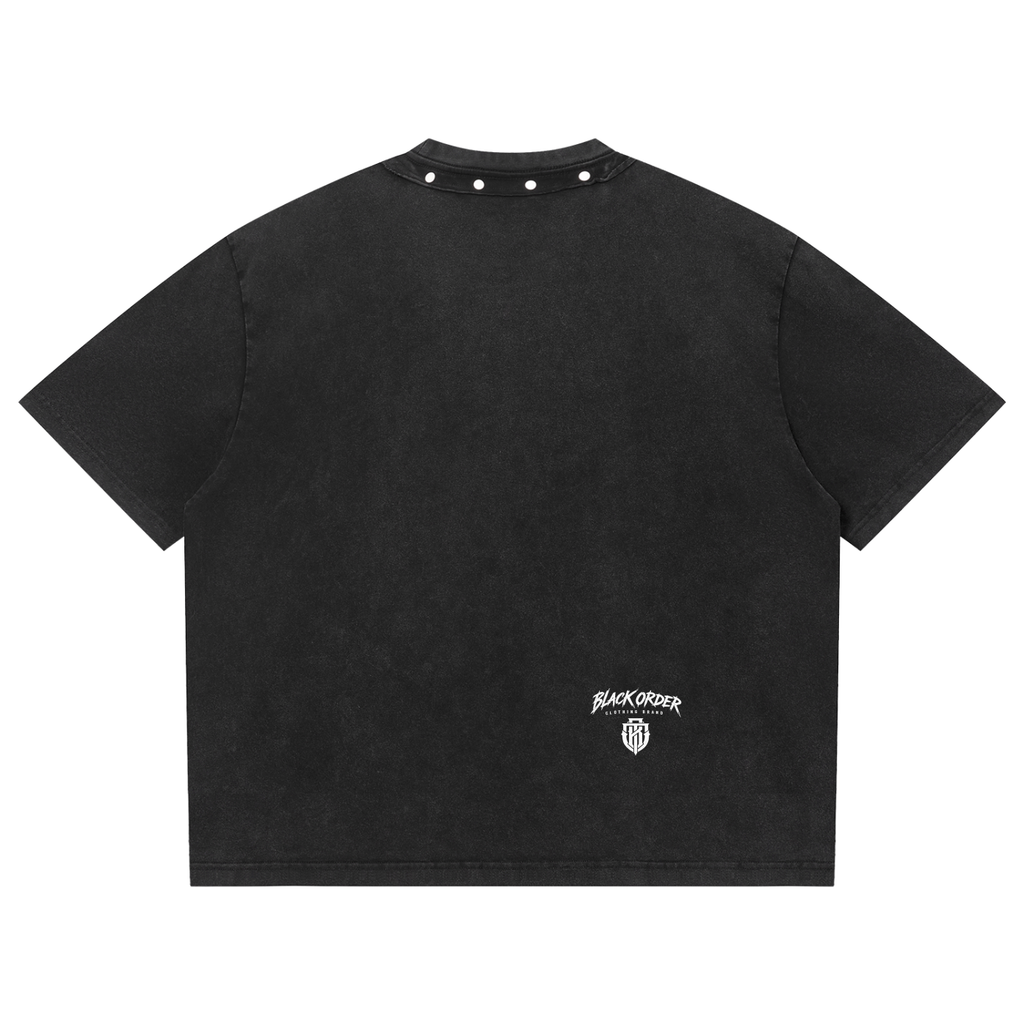 Pumpkin Bear Unisex Washed Boxy Studded T-Shirt
