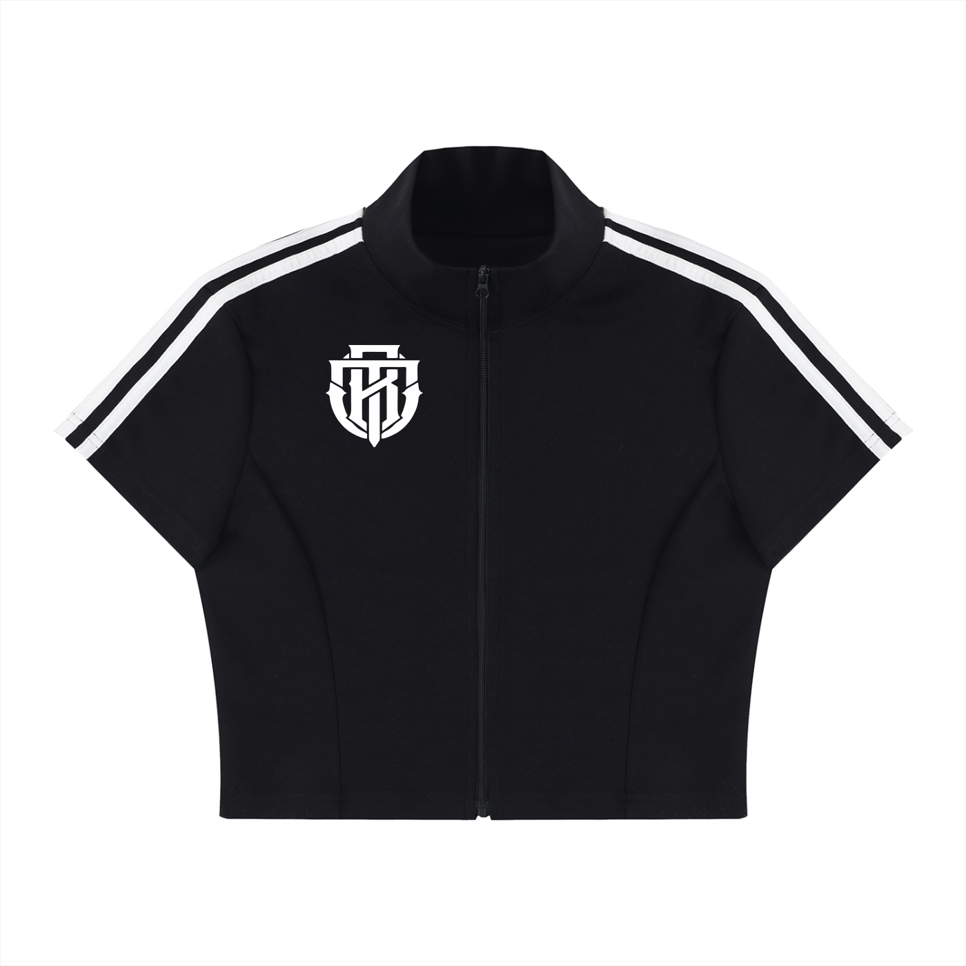 Women's Cropped Full Zip Short Sleeve T-Shirt