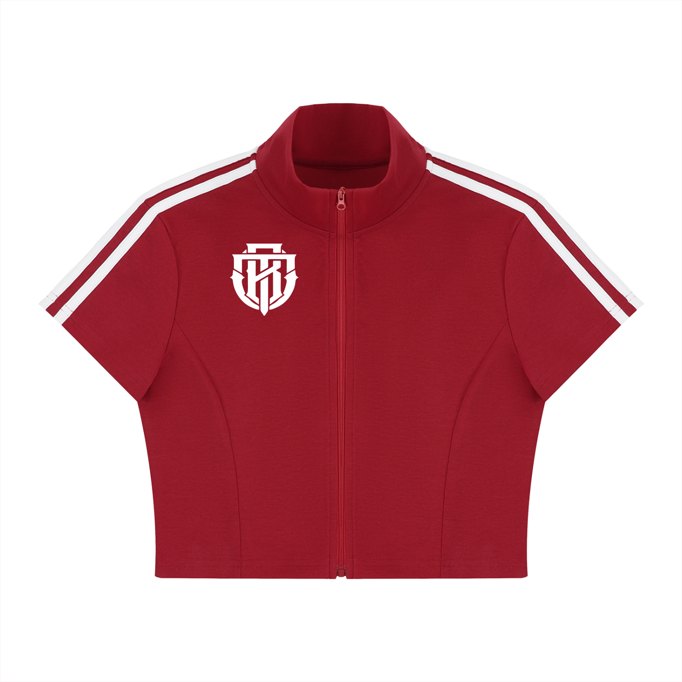 Women's Cropped Full Zip Short Sleeve T-Shirt