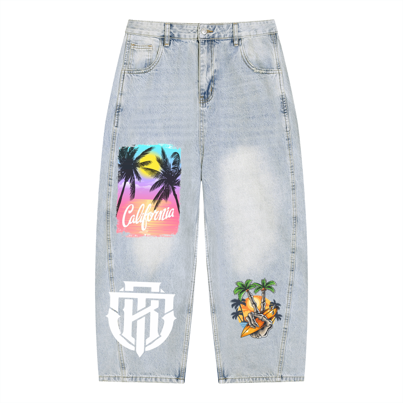 California Dream Vintage Wash Sunfade Barrel Leg Jeans