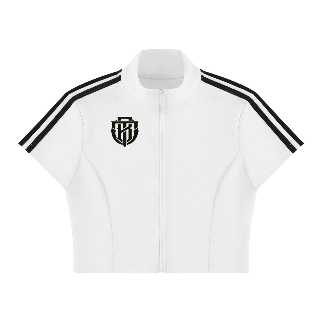 Women's Cropped Full Zip Short Sleeve T-Shirt
