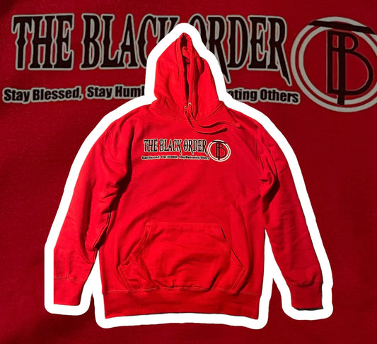 The BlackOrder (back in RED ) unisex ￼Hoodie. Available ordering for limited ￼time!